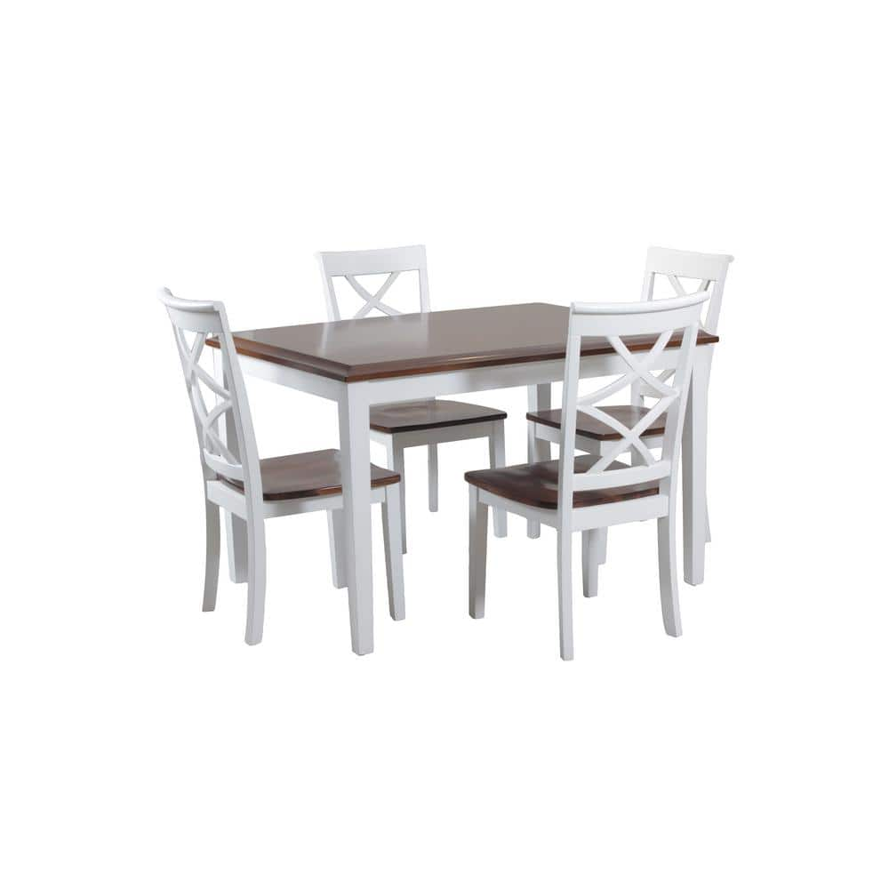 Powell Company Wendover Cherry and White Two-Tone Wood 5-Piece Dining ...