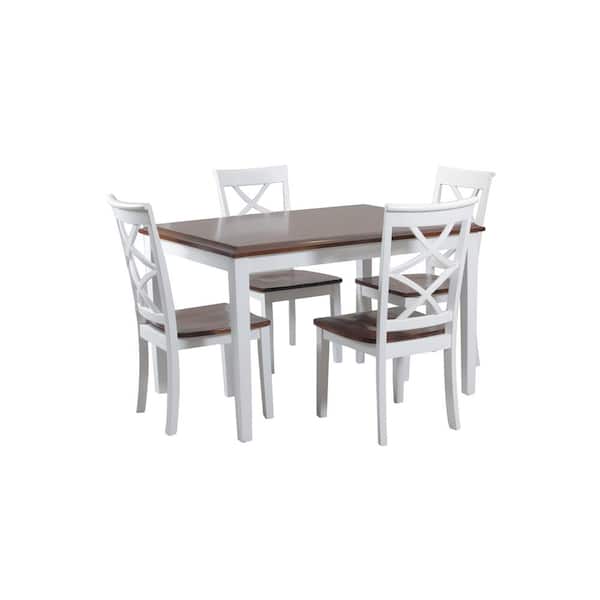 Powell Company Wendover Cherry and White Two-Tone Wood 5-Piece Dining Set