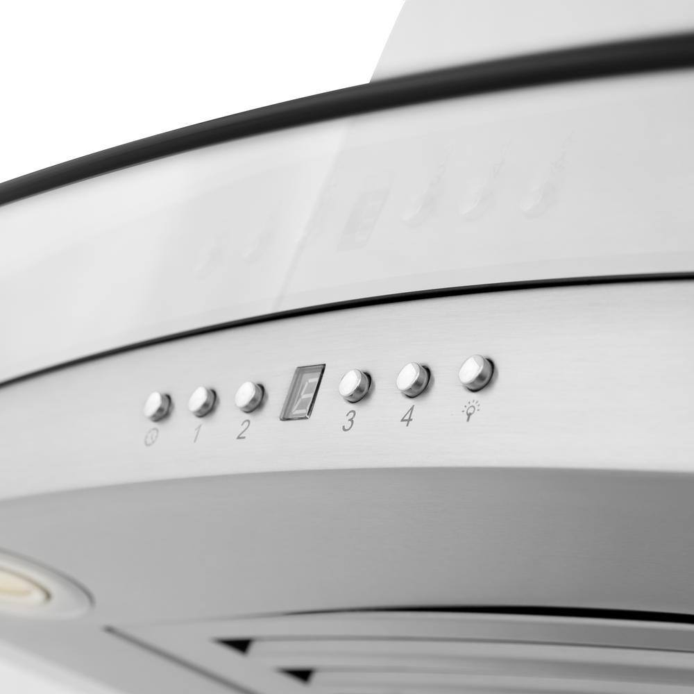 30" Stainless Steel Convertible Island Range Hood with Glass Canopy