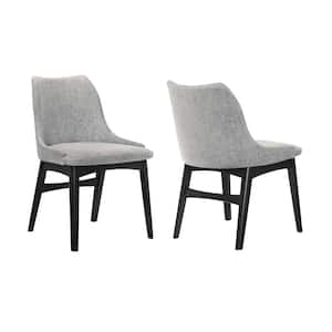 Azalea Gray Fabric and Black Wood Dining Side Chairs (Set of 2)