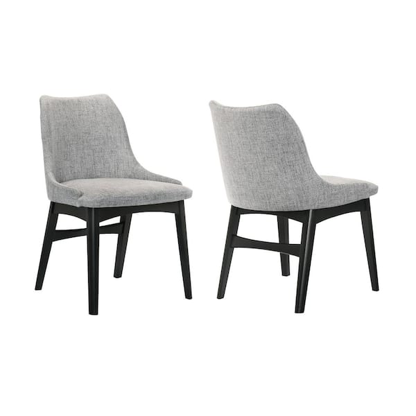 Armen Living Azalea Gray Fabric and Black Wood Dining Side Chairs (Set of 2)