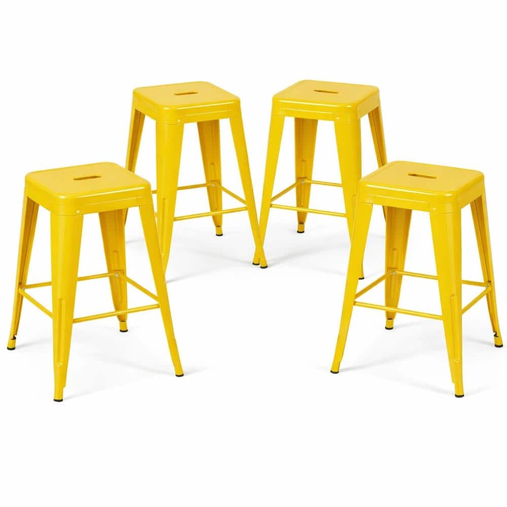 Yellow Metal Bar Stools