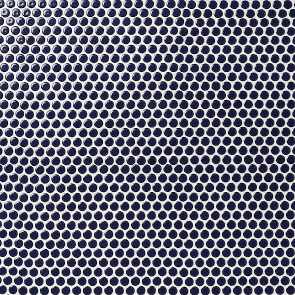 Bliss Edged Penny Cobalt 11.49 in. x 12.32 in. Polished Ceramic Floor and Wall Mosaic Tile (0.98 Sq. Ft./Each)