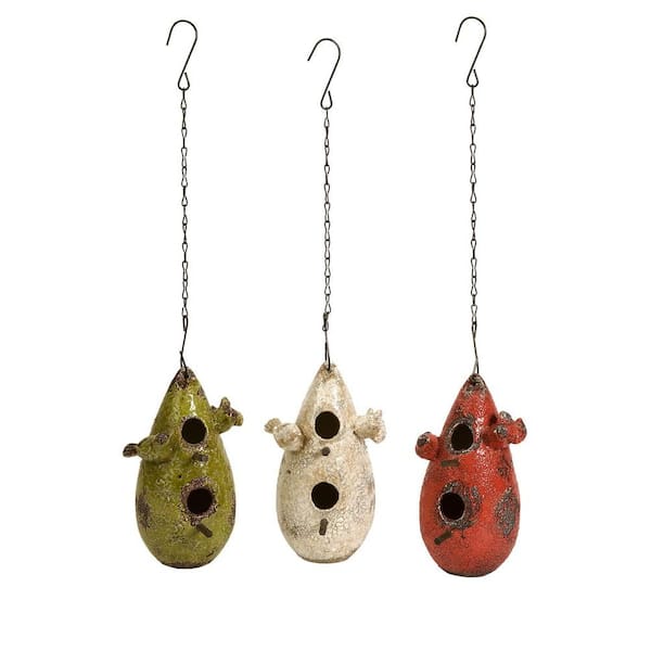 Filament Design Lenor 9.25 in. Multi-Colored Clay Bird Houses (Set of 3)