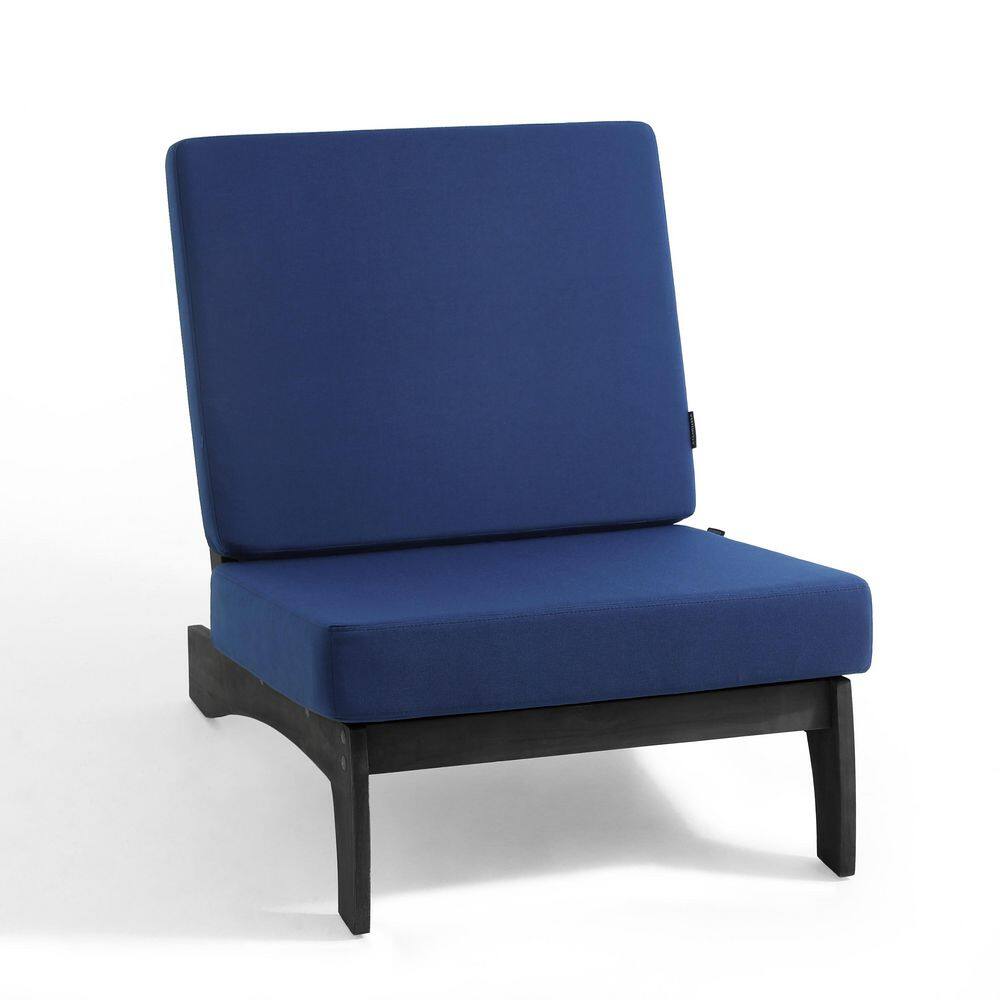 Black Solid Wood Frame Armless Chairs with Removable Navy Cushions (Set of 2) price history on PriceWatchPro