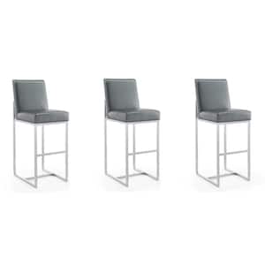 Element 42.13 in. Graphite and Polished Chrome Stainless Steel Bar Stool (Set of 3)