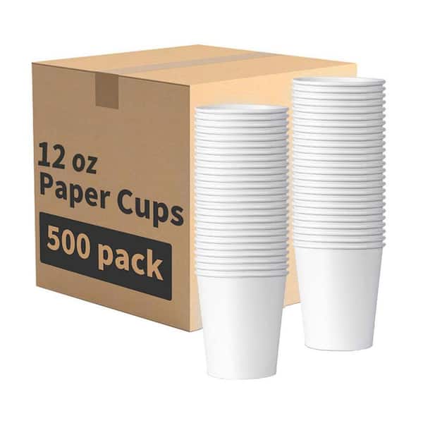 12 in. White Disposable Paper Cups White Family Disposable Paper Disposable Tableware 500 Pack Per Case