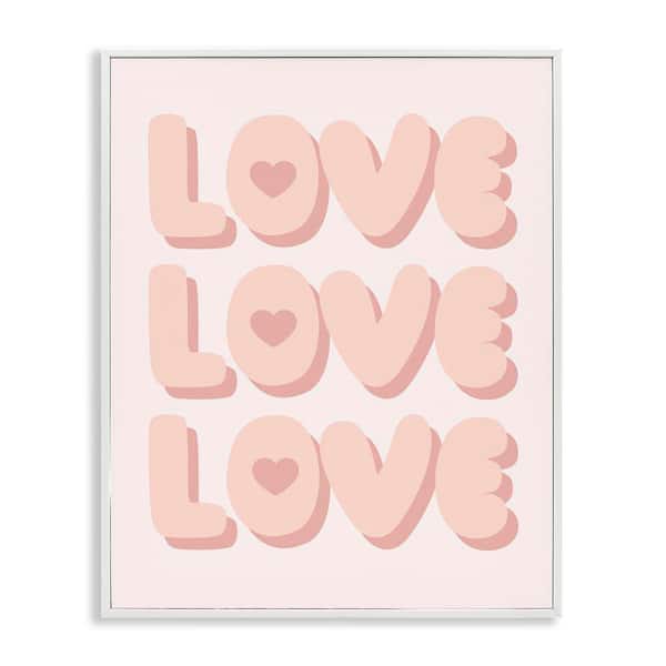 Stupell Industries Love with Hearts by Daphne Polselli White Framed Typography Giclee Art Print 14 in. x 11 in.
