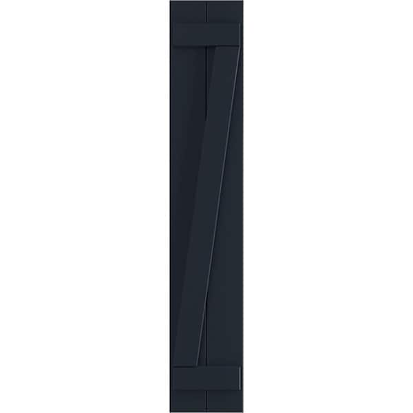 Ekena Millwork 10-3/4 in. x 30 in. True Fit PVC 2-Board Joined Board and Batten Shutters with Z-Bar, Starless Night Blue (Per Pair)