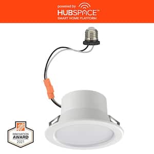 4 in. Smart Integrated LED Recessed Light Trim Wireless Adjustable CCT New Construction Remodel Powered by Hubspace