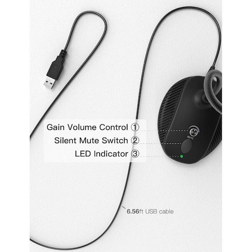 USB Computer Microphone, Plug &Play Desktop Condenser PC Laptop