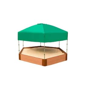 7 ft. x 8 ft. x 11 in. Hexagon Plastic Sandbox Composite with Telescoping Canopy/Cover (2 in. Profile)