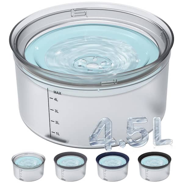 1.2 Gal Large Capacity No Spill Dog Water Bowl w/ Transparent Floating Disk Anti-Splash Slow Drinking Dripless Design