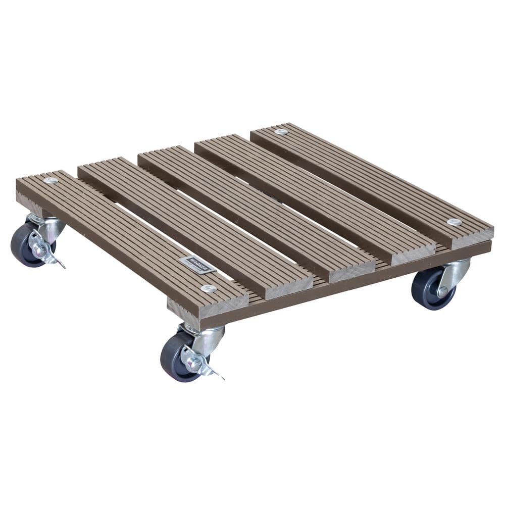 Taupe 11.4" Square Wood Plastic Composite Plant Caddy