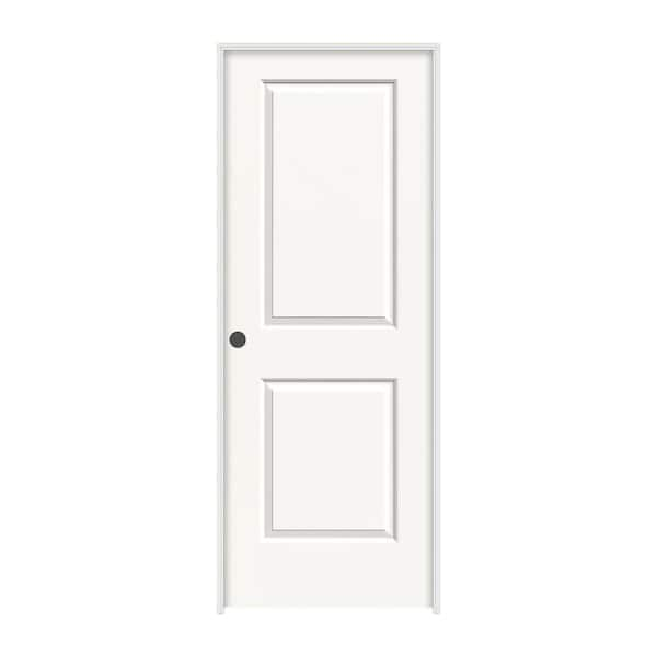 JELD-WEN 28 in. x 80 in. Carrara 2 Panel Right-Hand Solid Core White Painted Molded Composite Single Prehung Interior Door