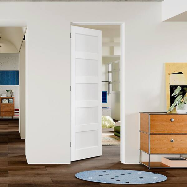 TENONER 30 in. x 80 in. 5 -Panel, Composite, White Primed, MDF