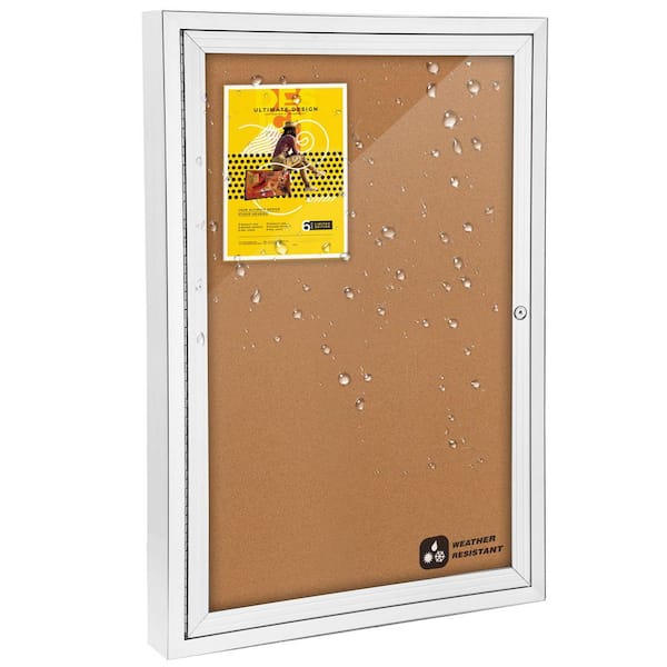 36 in. x 24 in. Outdoor Enclosed Aluminium Frame Cork Bulletin Board for School, Office, Hospital (1-pack)