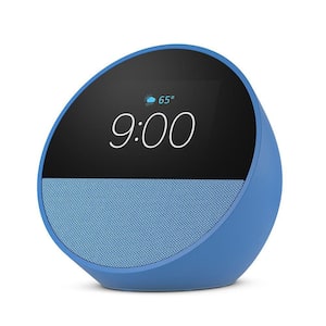 Echo Spot (2024 Release) Smart Alarm Clock with Vibrant Sound Plus Alexa, Ocean Blue