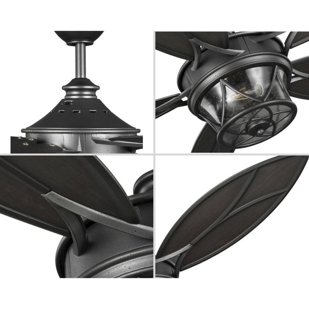 Alfresco 54" Blistered Iron Leaf Blade Ceiling Fan with LED Light