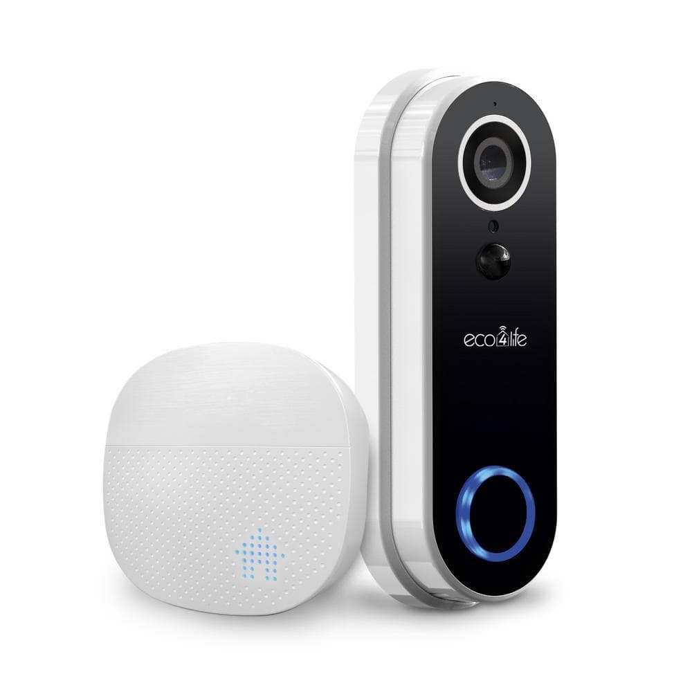 eco4life Smart WiFi Video Doorbell Camera with Chime 1080p HD Motion Detect Sensor IR Night Vision IP65 Waterproof 2-Way Audio 5000mAh Battery Works with Alexa and Google Assistant