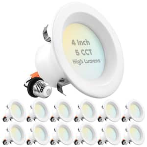 4 in. Can Light 14-Watt/75-Watt 5 Color Options 950 Lumens Remodel Integrated LED Recessed Light Kit ETL Listed(12-Pack)