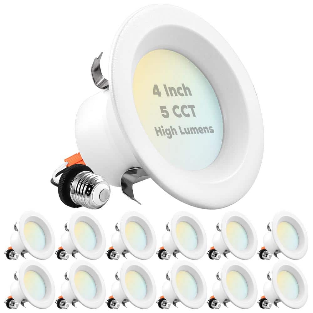 4 in. Can Light 14-Watt/75-Watt 5 Color Options 950 Lumens Remodel Integrated LED Recessed Light Kit ETL Listed(12-Pack) price history on PriceWatchPro