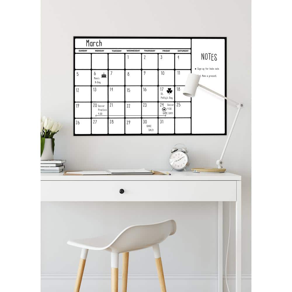 Large Black and White Dry Erase Wall Calendar