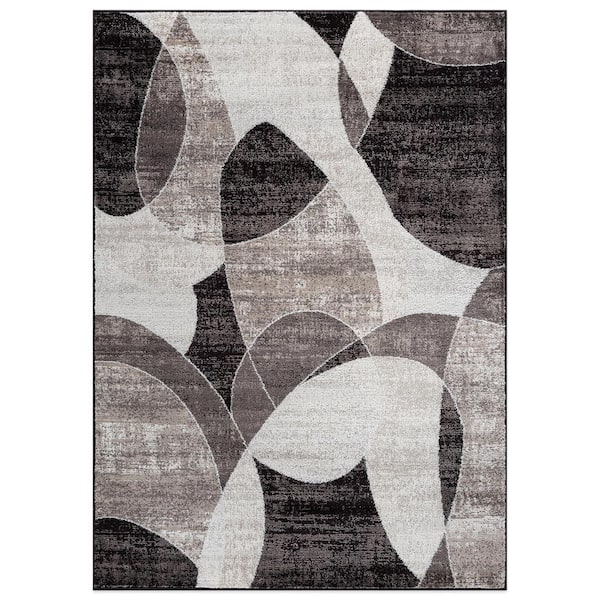 5 ft. x 7 ft. Brown Contemporary Distressed Circle Area Rug