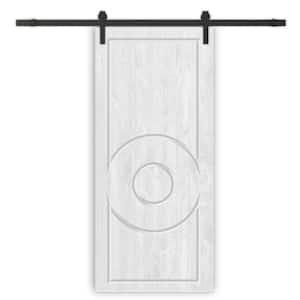 30 in. x 84 in. White Stained Solid Wood Modern Interior Sliding Barn Door with Hardware Kit