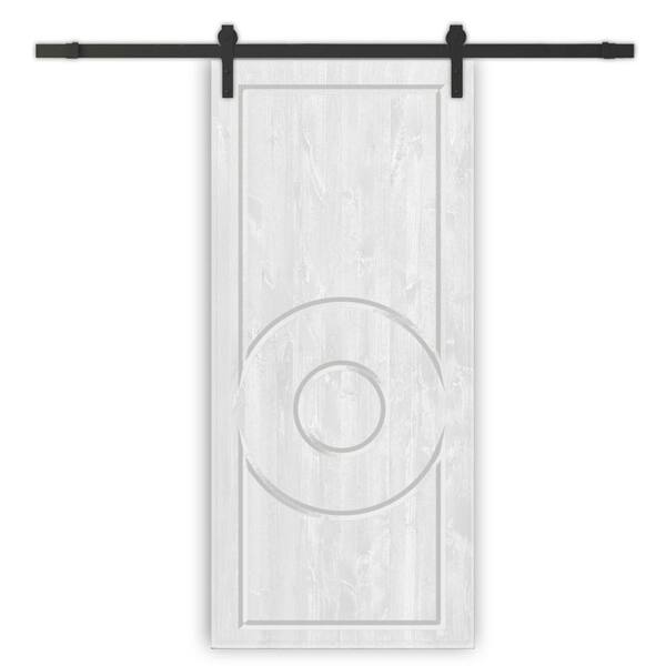CALHOME 42 in. x 80 in. White Stained Pine Wood Modern Interior Sliding Barn Door with Hardware Kit