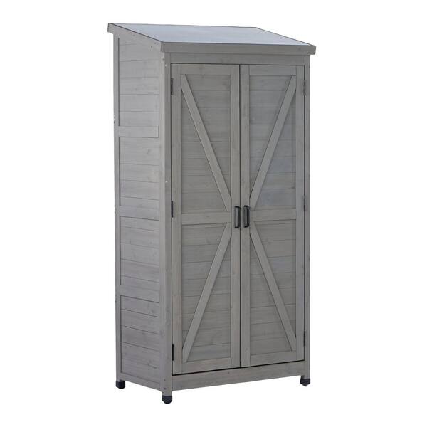 2.8 ft. W x 1.5 ft. D Wood Shed with Metal Top Tall Vertical Tool