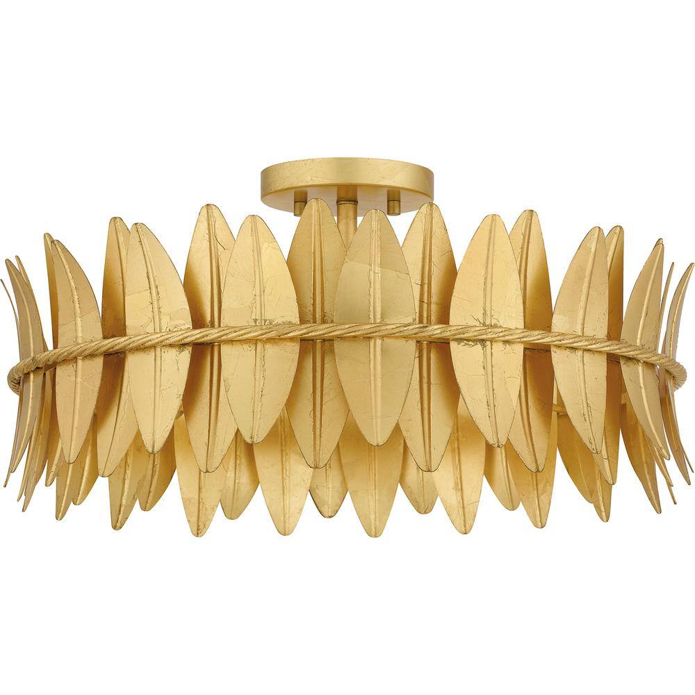 Liza Gold Leaf Modern Semi-Flush Mount Ceiling Light