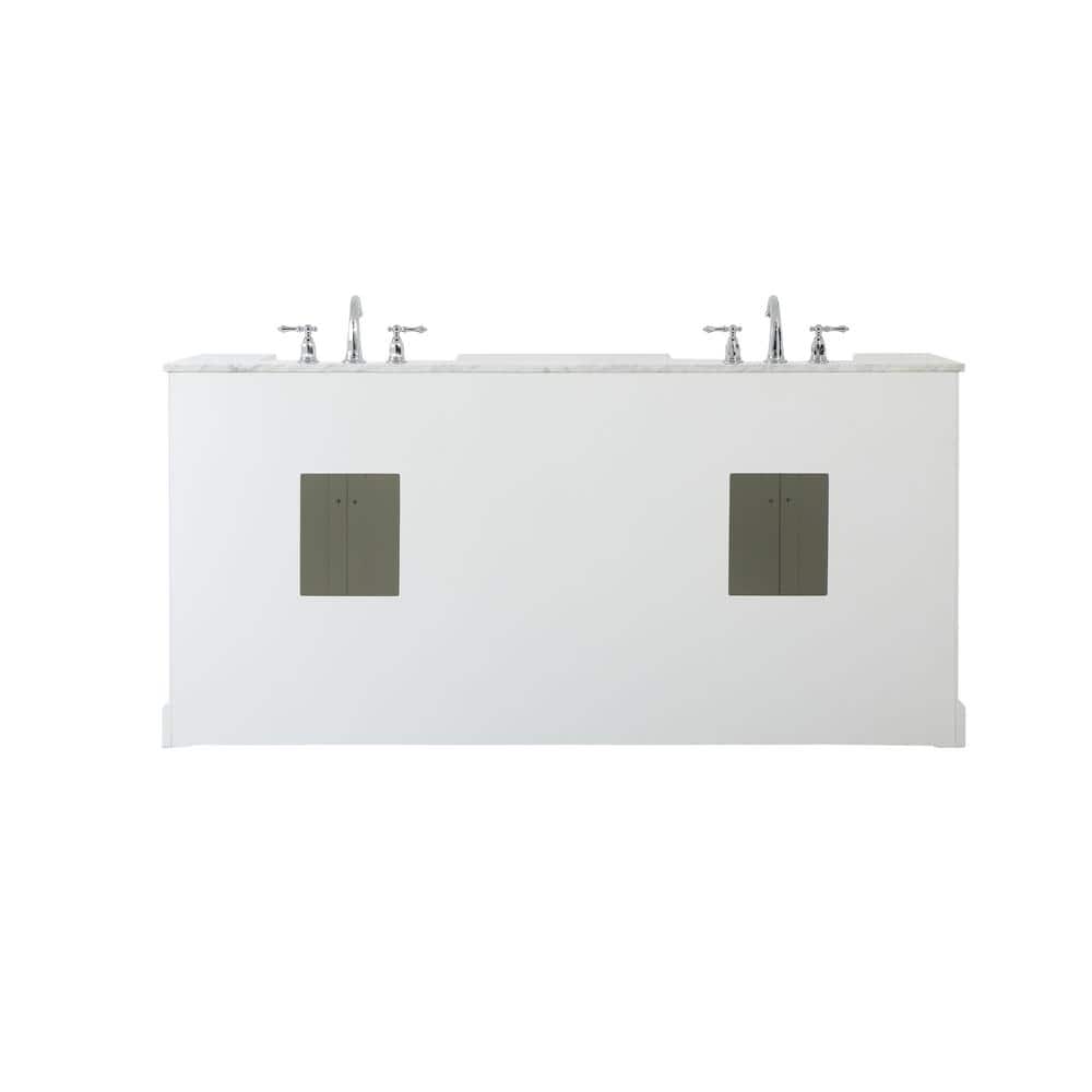 Franklin 72" White Double Bathroom Vanity with Carrara Marble Top