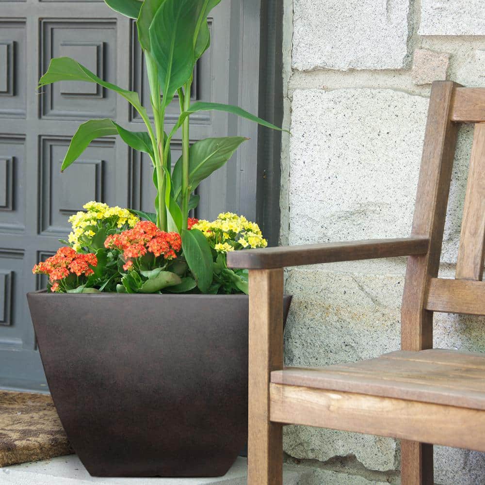 Large Coffee Square Outdoor Planter with UV Resistance
