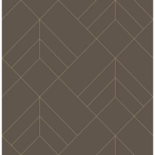 A-Street Prints Sander Chocolate Geometric Paper Glossy Non-Pasted Wallpaper Roll