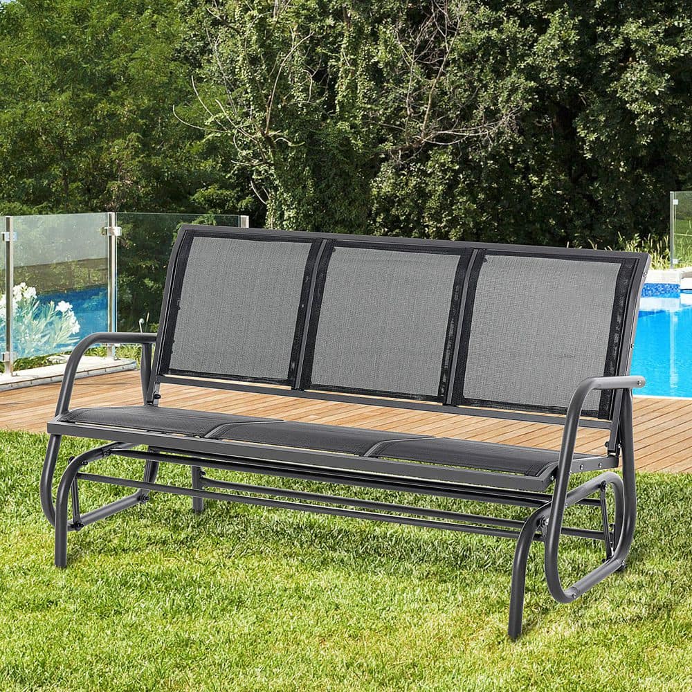 Black 3-Piece Metal Outdoor Sofa Couch Set with Black Cushion price history on PriceWatchPro