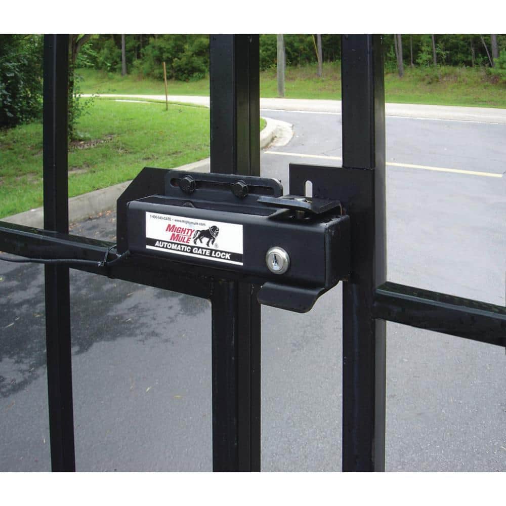 Mighty Mule Black Steel Automatic Gate Lock with Keys