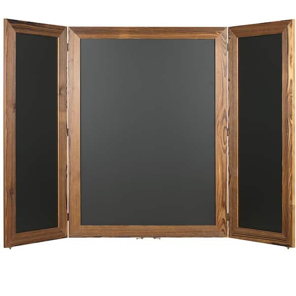 EXCELLO GLOBAL PRODUCTS Excello 40 in. x 60 in. Wooden Wall Mounted Folding Chalkboard, Brown