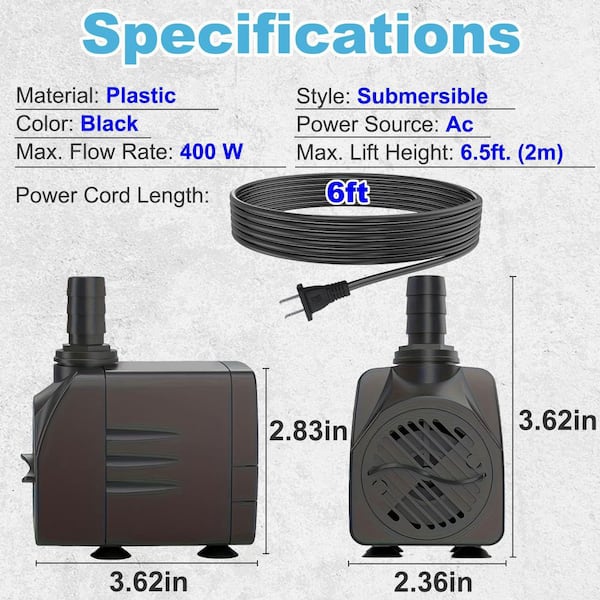 Oyezvary 400GPH Stainless Steel Submersible Water Pump with