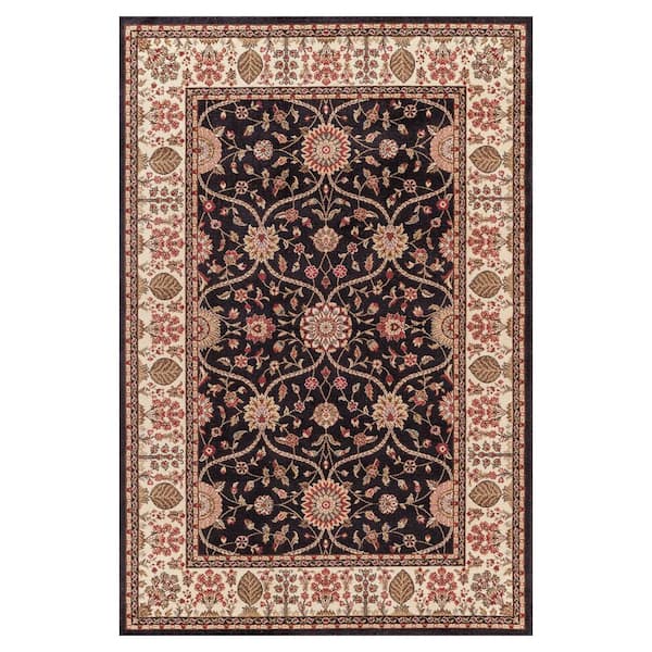 Concord Global Trading Jewel Voysey Black 4 ft. x 6 ft. Area Rug