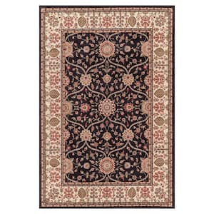 Jewel Collection Voysey Black Rectangle Indoor 9 ft. 3 in. x 12 ft. 6 in. Area Rug