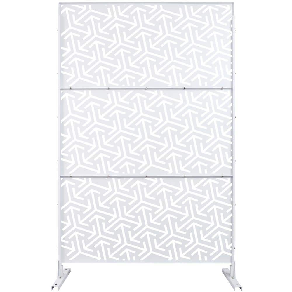 76 in. H x 48 in. W Metal Freestanding Decorative Privacy Screen in White, 