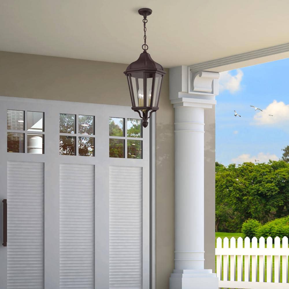 Elegant Morgan Bronze 3-Light Outdoor Pendant with Clear Glass