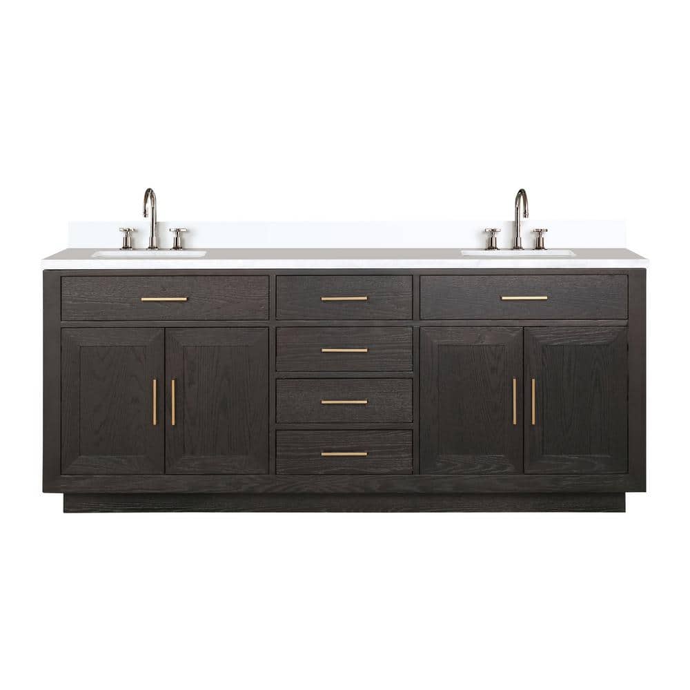 Condor 80 in W x 22 in D Brown Oak Double Bath Vanity with Cultured Marble Top, and Faucet Set price history on PriceWatchPro
