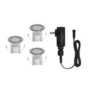 Portico 12-Volt Stainless Steel Plug-In White Recessed Outdoor LED Light Starter Kit (3-Pack)