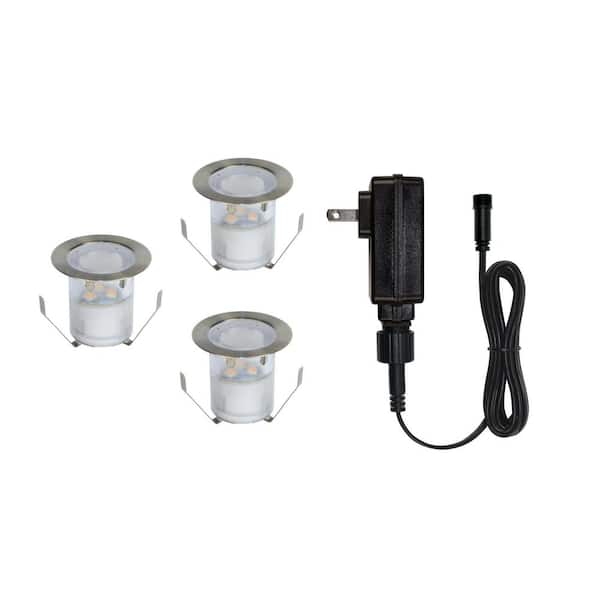 Armacost Lighting Portico 12-Volt Stainless Steel Plug-In White Recessed Outdoor LED Light Starter Kit (3-Pack)