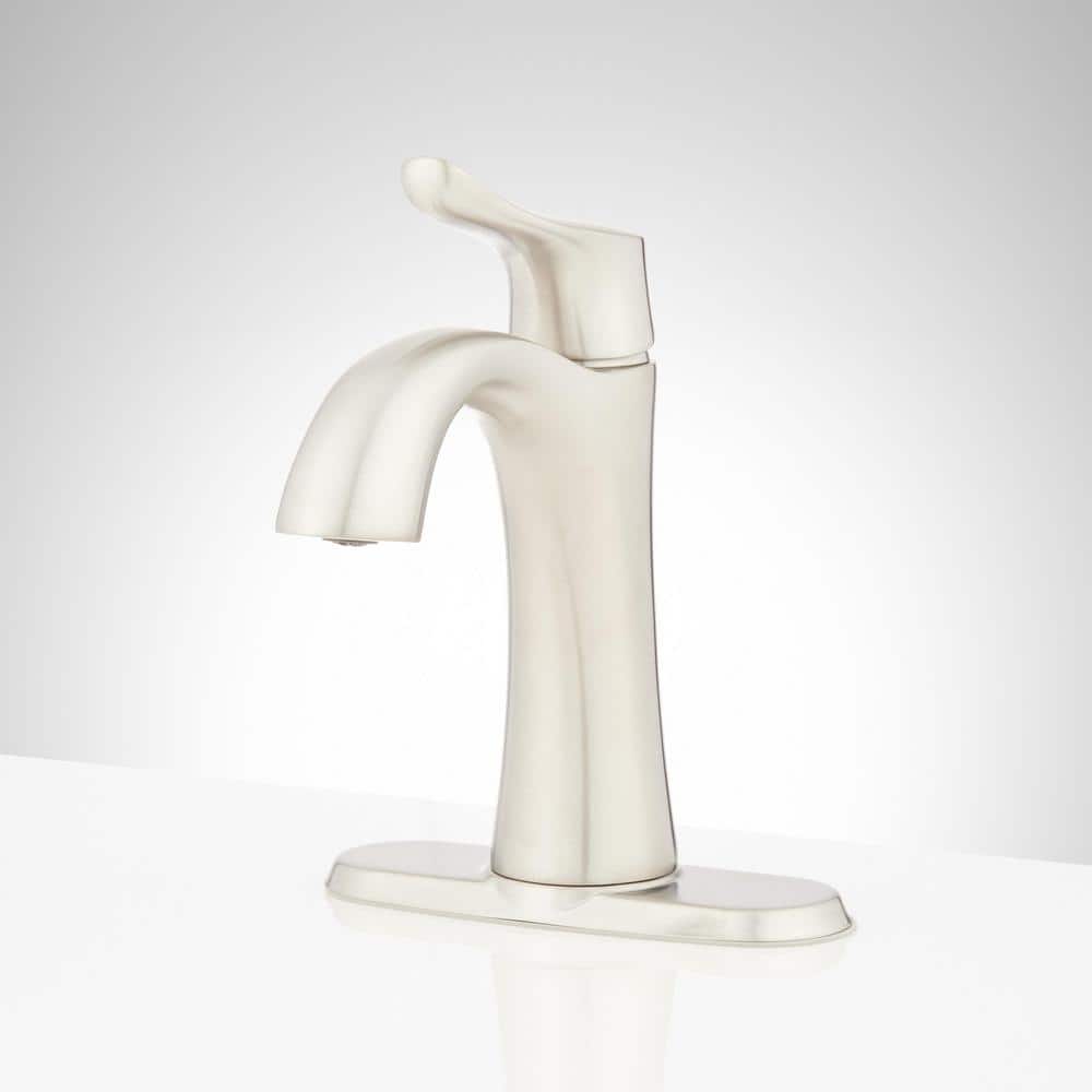 Brushed Nickel Single Hole Bathroom Faucet with Lever Handle