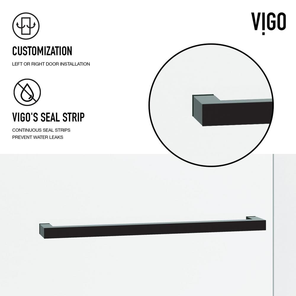 Houston 66" Frameless Matte Black Sliding Tub Door with Clear Glass