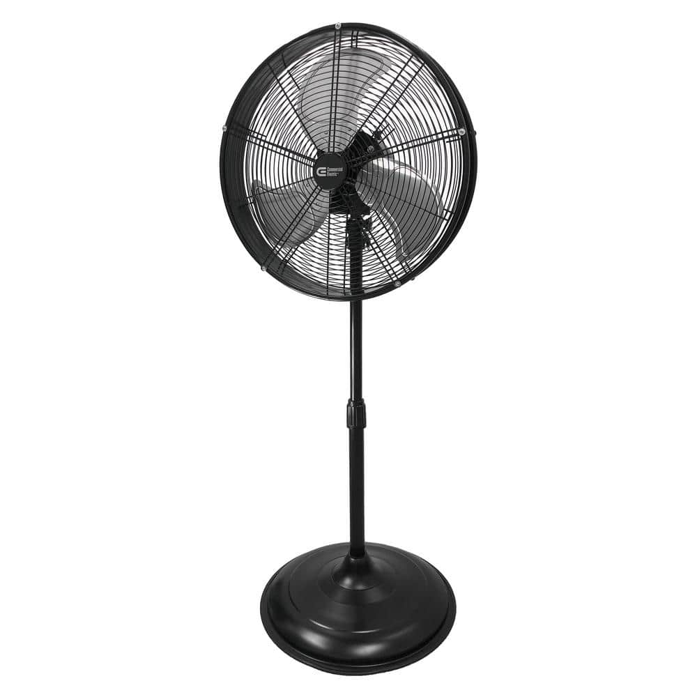 Commercial Electric Adjustable-Height 20 in. Shroud Oscillating Pedestal Fan  SFSD1-500BIW - The Home Depot