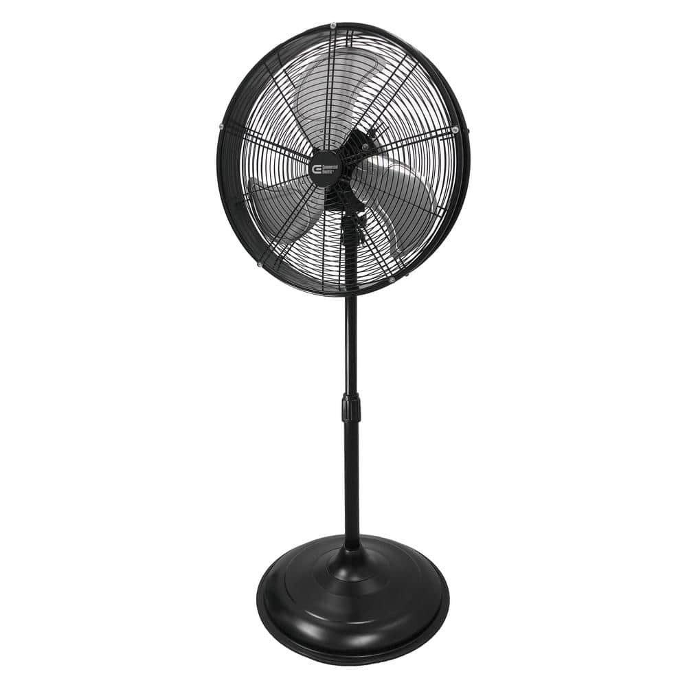 Commercial Electric 20 in. Oscillating Pedestal Fan with Adjustable Height in Black SFSD1-500BIW - The Home Depot